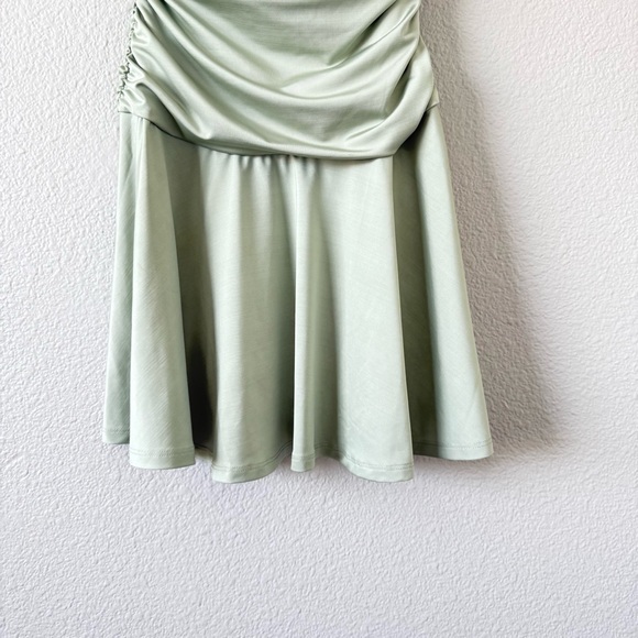 Aritzia‎ Socialista Green sleeveless Tube Top dress ruched Jersey Knit xs - Picture 13 of 15